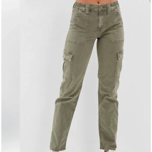 American Eagle Women's Stretch Straight Fit Green Cargo Pants Size 8
